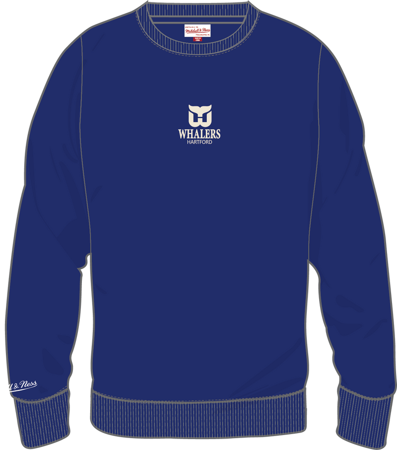 Mitchell & Ness Hartford Whalers Royal Core Essentials Fleece Crew Sweatshirt