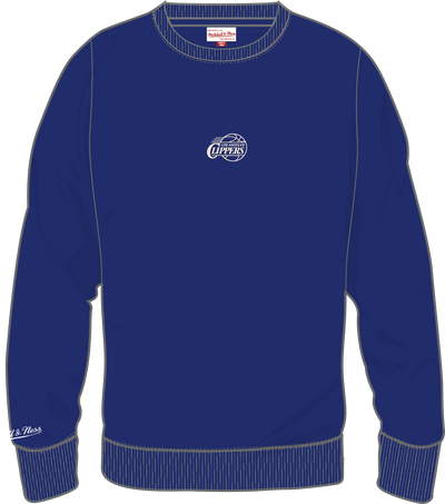 Mitchell & Ness LA Clippers Royal Core Essentials Fleece Crew Sweatshirt