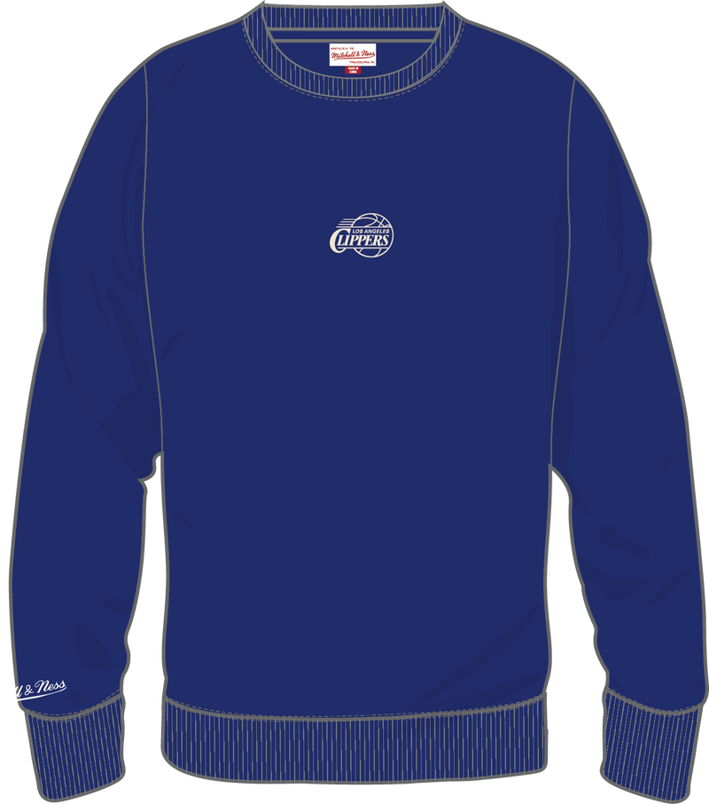 Mitchell & Ness LA Clippers Royal Core Essentials Fleece Crew Sweatshirt