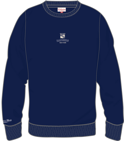 Mitchell & Ness New York Rangers Navy Core Essentials Fleece Crew Sweatshirt