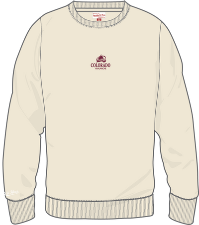 Mitchell & Ness Colorado Avalanche Cream Core Essentials Fleece Crew Sweatshirt