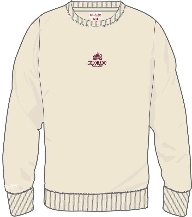Mitchell & Ness Colorado Avalanche Cream Core Essentials Fleece Crew Sweatshirt