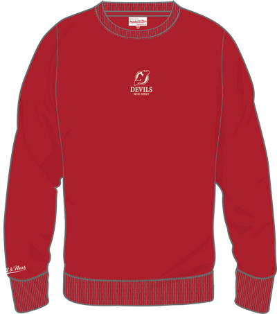 Mitchell & Ness New Jersey Devils Scarlet Core Essentials Fleece Crew Sweatshirt