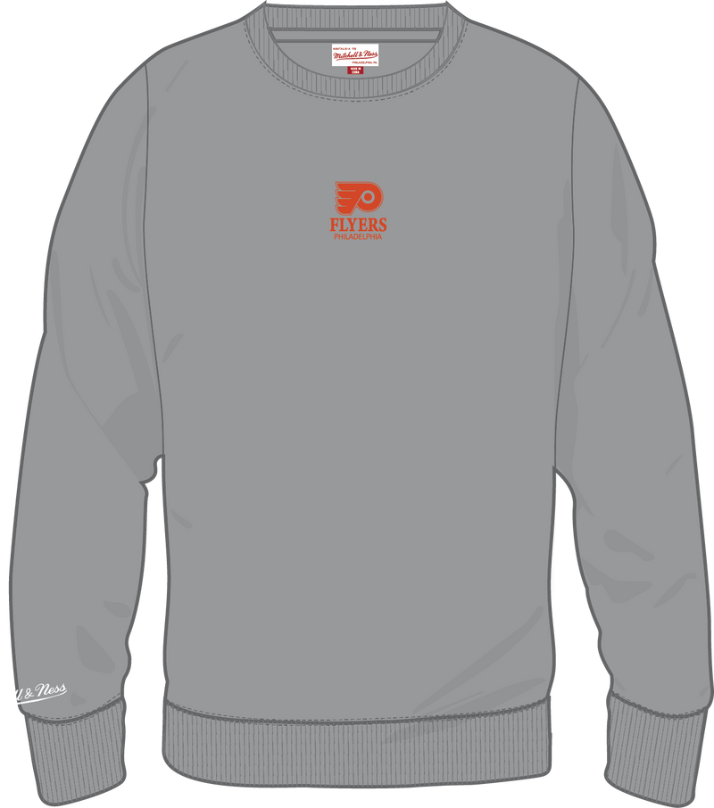 Mitchell & Ness Philadelphia Flyers Grey Core Essentials Fleece Crew Sweatshirt