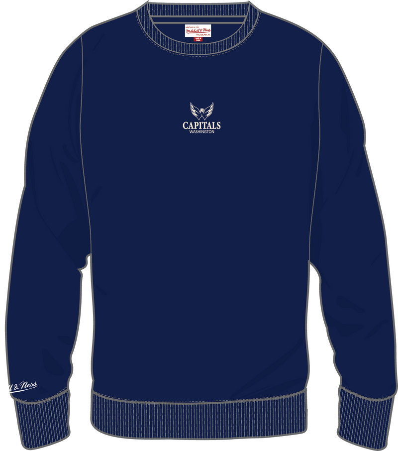 Mitchell & Ness Washington Capitals Navy Core Essentials Fleece Crew Sweatshirt