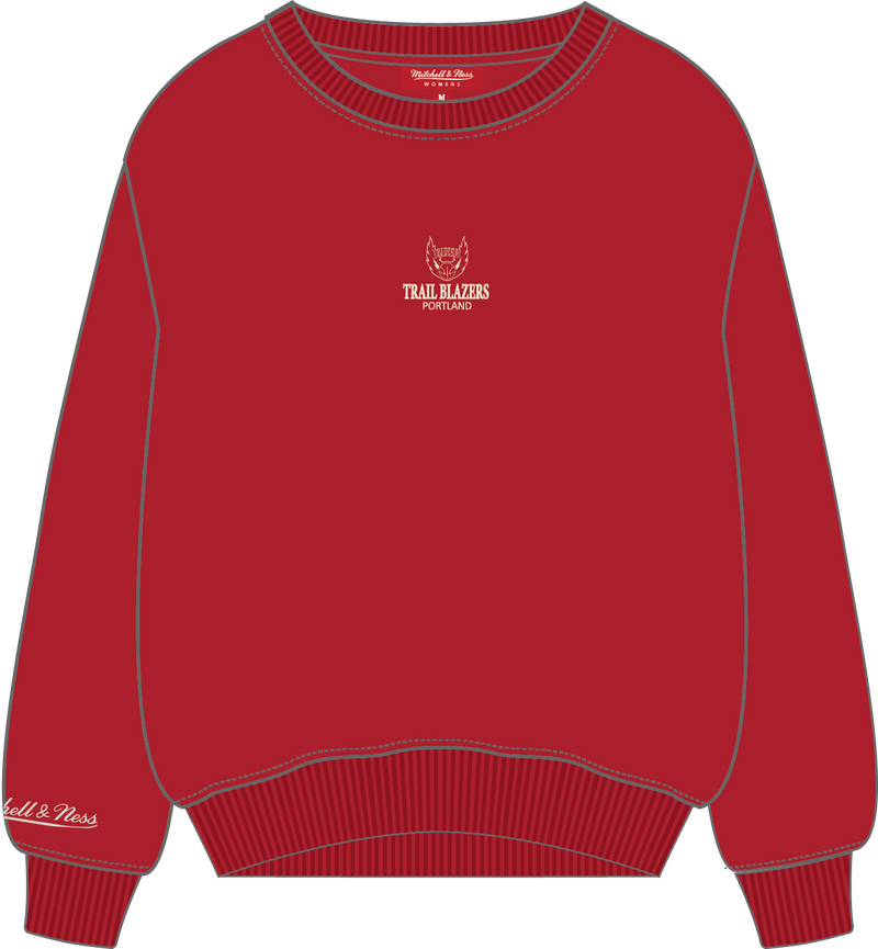 Mitchell & Ness Women's Portland Trail Blazers Scarlet Core Essentials Lightweight Crew Sweatshirt