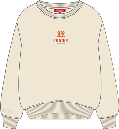 Mitchell & Ness Women's Anaheim Ducks Cream Core Essentials Lightweight Crew Sweatshirt