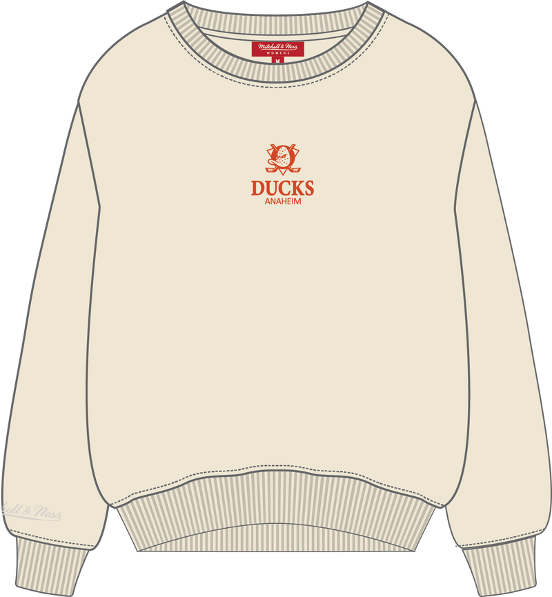 Mitchell & Ness Women's Anaheim Ducks Cream Core Essentials Lightweight Crew Sweatshirt