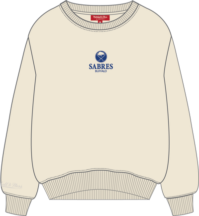 Mitchell & Ness Women's Buffalo Sabres Cream Core Essentials Lightweight Crew Sweatshirt