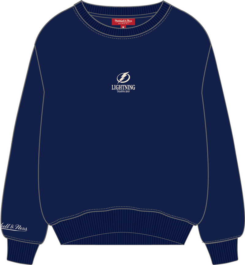 Mitchell & Ness Women's Tampa Bay Lightning Navy Core Essentials Lightweight Crew Sweatshirt