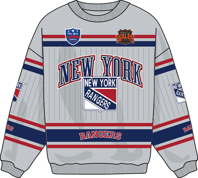 Mitchell & Ness New York Rangers Grey Too Maxxed Fleece Crew Sweatshirt