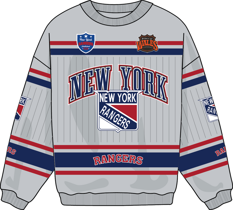 Mitchell & Ness New York Rangers Grey Too Maxxed Fleece Crew Sweatshirt