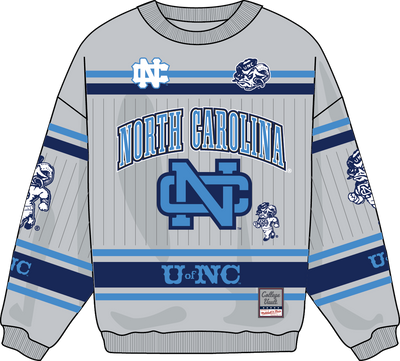 Mitchell & Ness North Carolina Tar Heels Grey Too Maxxed Fleece Crew Sweatshirt