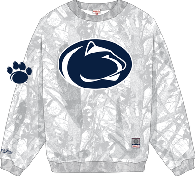 Mitchell & Ness Penn State University White Ghosted Crewneck Sweatshirt Nittany Lions