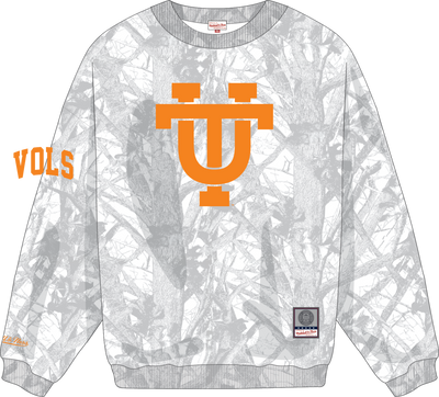 Mitchell & Ness University of Tennessee White Ghosted Crewneck Sweatshirt Volunteers