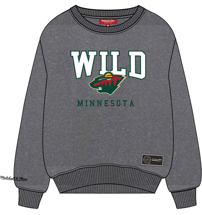 Mitchell & Ness Women's Minnesota Wild Black Snow Wash Lightweight Crew Sweatshirt