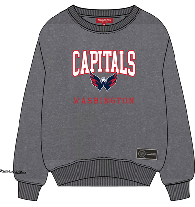 Mitchell & Ness Women's Washington Capitals Black Snow Wash Lightweight Crew Sweatshirt