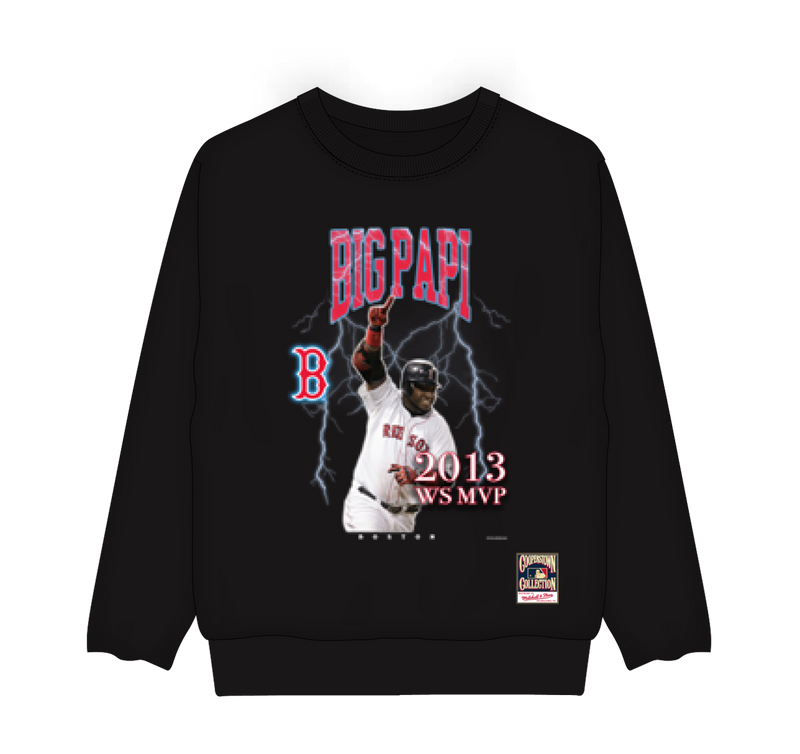 Mitchell & Ness David Ortiz Boston Red Sox Black Photo Crewneck Sweatshirt