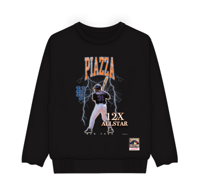 Mitchell & Ness Mike Piazza New York Mets Black Photo Crewneck Sweatshirt
