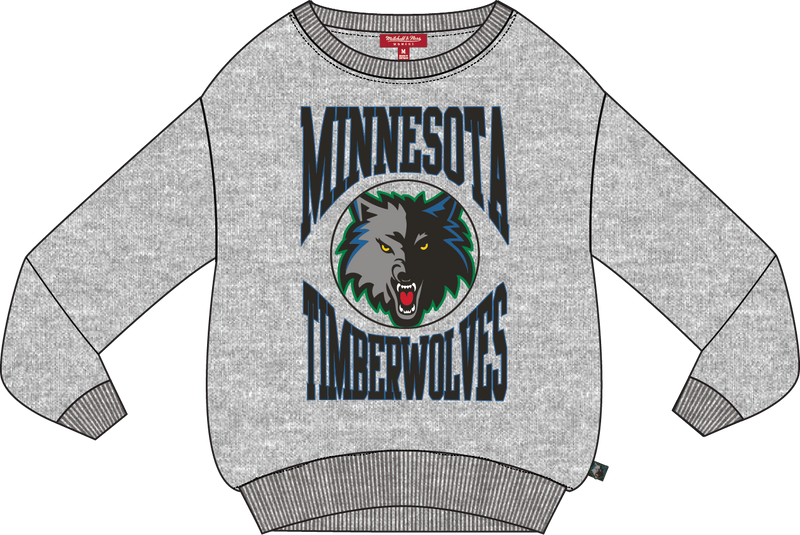 Mitchell & Ness Women's Minnesota Timberwolves Grey Heather Logo Lightweight Crew Sweatshirt 3.0