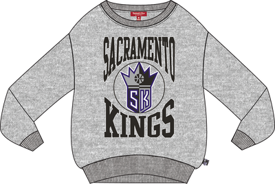 Mitchell & Ness Women's Sacramento Kings Grey Heather Logo Lightweight Crew Sweatshirt 3.0