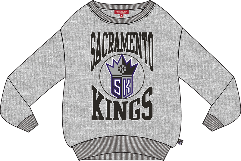 Mitchell & Ness Women's Sacramento Kings Grey Heather Logo Lightweight Crew Sweatshirt 3.0