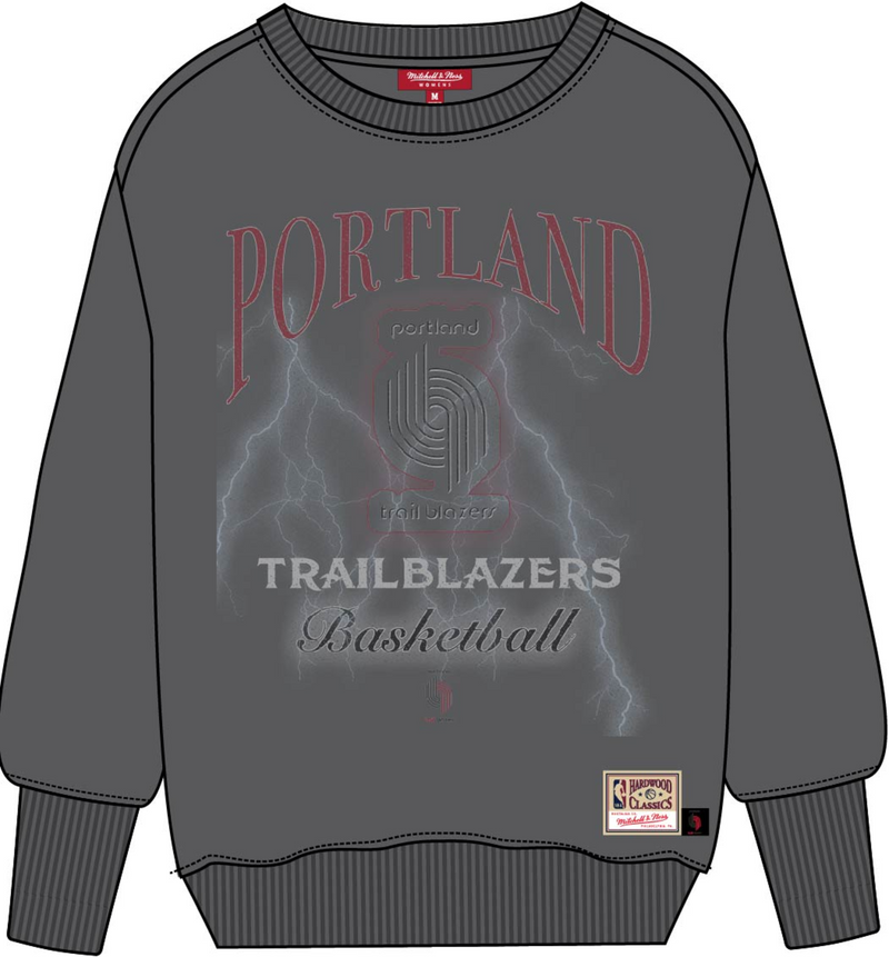 Mitchell & Ness Women's Portland Trail Blazers Grey Logo Lightweight Crew Sweatshirt 4.0