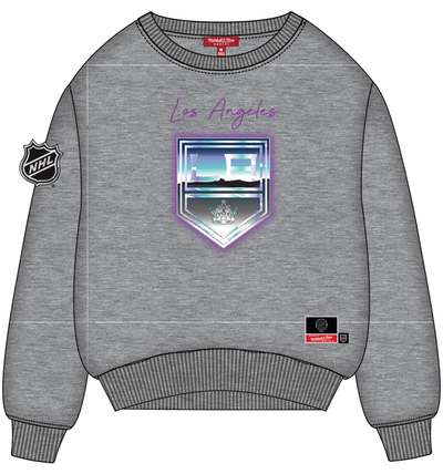 Mitchell & Ness Women's Los Angeles Kings Grey Heather Stateside Pastel Logo Lightweight Crew Sweatshirt