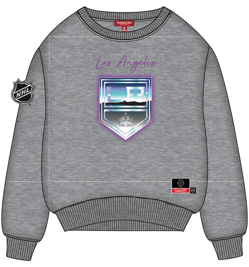 Mitchell & Ness Women's Los Angeles Kings Grey Heather Stateside Pastel Logo Lightweight Crew Sweatshirt