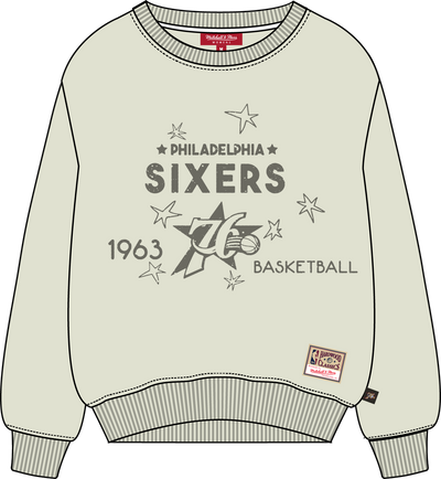 Mitchell & Ness Women's Philadelphia 76ers Cream Logo Lightweight Crew Sweatshirt 3.0
