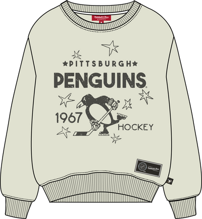 Mitchell & Ness Women's Pittsburgh Penguins Cream Logo Lightweight Crew Sweatshirt 3.0