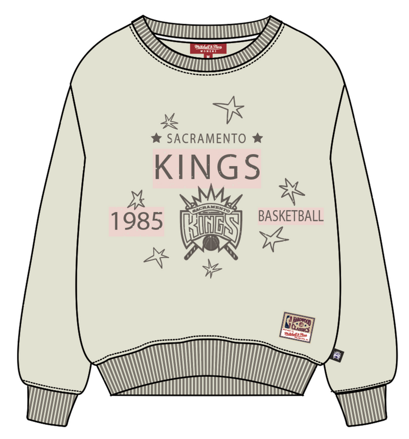Mitchell & Ness Women's Sacramento Kings Cream Logo Lightweight Crew Sweatshirt 3.0