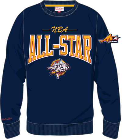 Mitchell & Ness All-Star 2000 Navy Vintage Logo There and Back Fleece Crew Sweatshirt