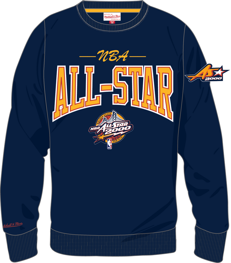 Mitchell & Ness All-Star 2000 Navy Vintage Logo There and Back Fleece Crew Sweatshirt