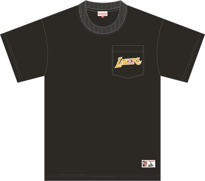 Mitchell & Ness Los Angeles Lakers Black Vintage Logo Double Hit Pocket T-Shirt