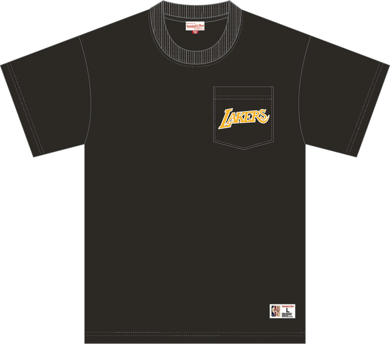 Mitchell & Ness Los Angeles Lakers Black Vintage Logo Double Hit Pocket T-Shirt
