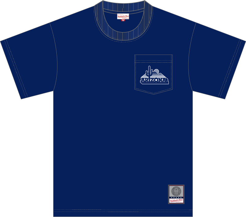 Mitchell & Ness University of Arizona Navy Vintage Logo Double Hit Pocket T-Shirt Wildcats