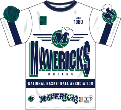 Mitchell & Ness Dallas Mavericks White Vintage Logo Team Origins Premium T-Shirt
