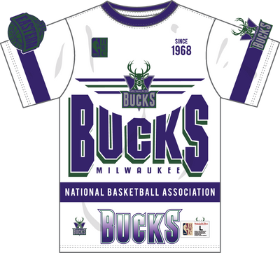 Mitchell & Ness Milwaukee Bucks White Vintage Logo Team Origins Premium T-Shirt