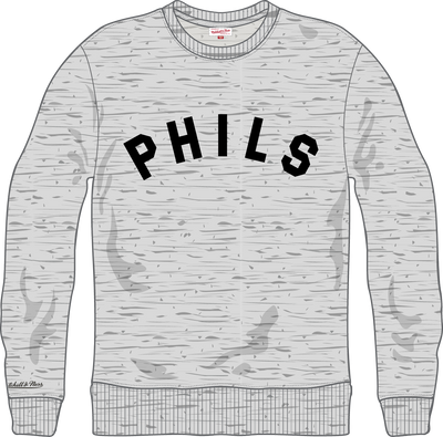 Mitchell & Ness Philadelphia Phillies Grey Heather Vintage Logo Playoff Win Fleece Crew Sweatshirt