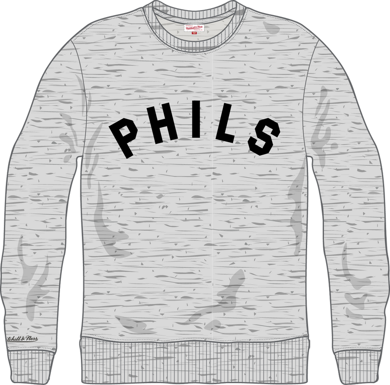 Mitchell & Ness Philadelphia Phillies Grey Heather Vintage Logo Playoff Win Fleece Crew Sweatshirt