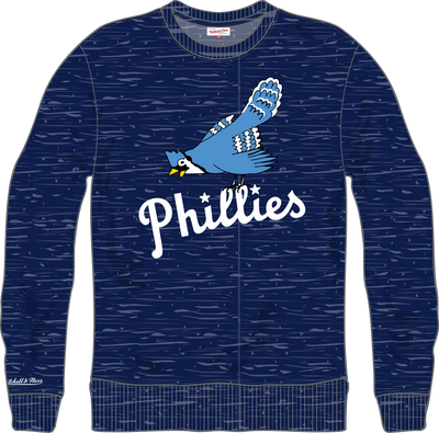 Mitchell & Ness Philadelphia Phillies Navy Vintage Logo Playoff Win Fleece Crew Sweatshirt