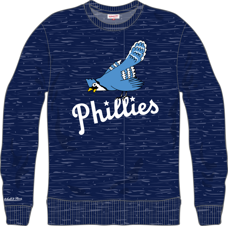 Mitchell & Ness Philadelphia Phillies Navy Vintage Logo Playoff Win Fleece Crew Sweatshirt