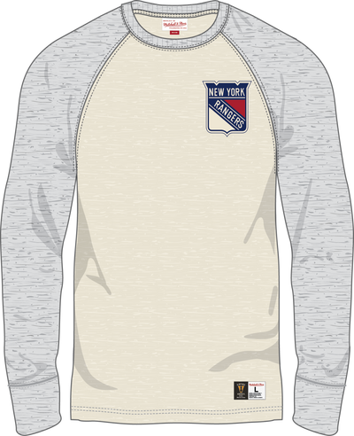 Mitchell & Ness New York Rangers Grey Heather/Cream Vintage Logo Heritage Collection Premium Long Sleeve T-Shirt