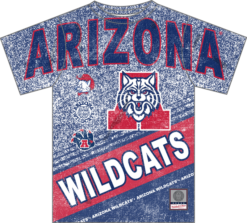 Mitchell & Ness University of Arizona Multi Vintage Logo Playmaker Sublimated T-Shirt Wildcats