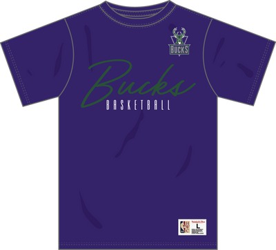 Mitchell & Ness Milwaukee Bucks Regal Purple Vintage Logo Training Day Premium T-Shirt