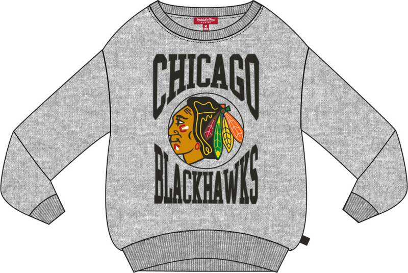 Mitchell & Ness Women's Chicago Blackhawks Grey Heather Logo Lightweight Crew Sweatshirt 3.0