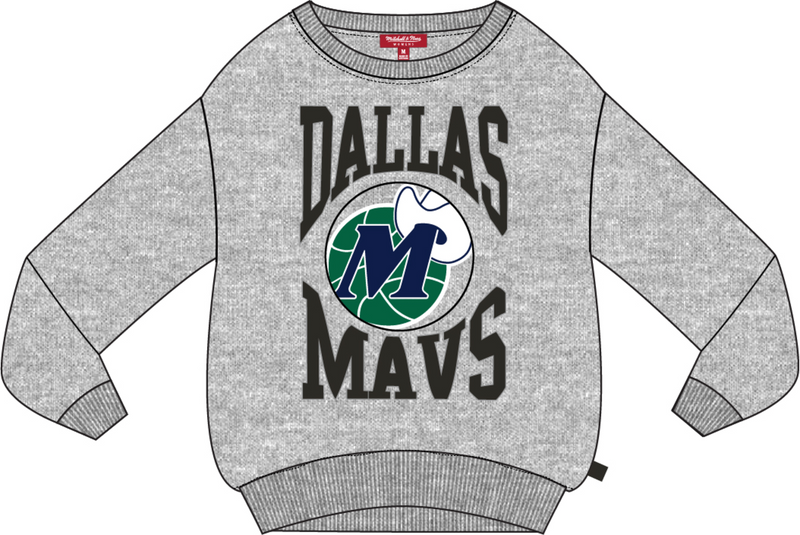 Mitchell & Ness Women's Dallas Mavericks Grey Heather Logo Lightweight Crew Sweatshirt 3.0