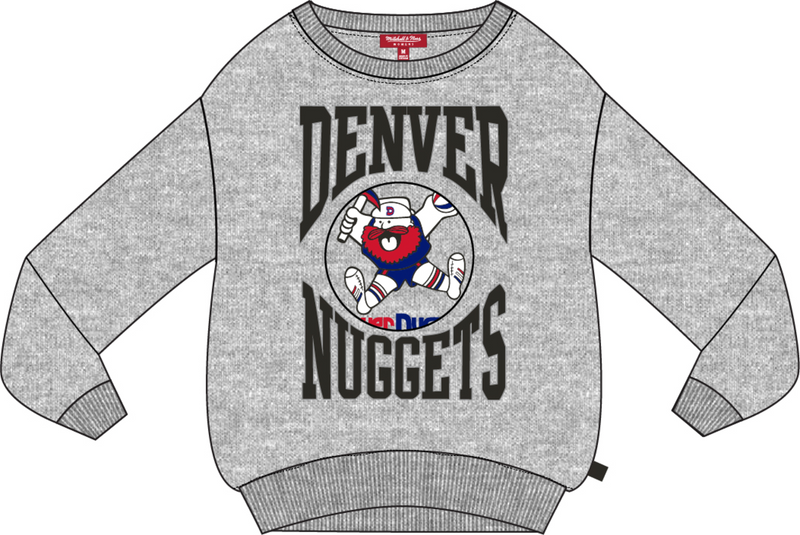 Mitchell & Ness Women's Denver Nuggets Grey Heather Logo Lightweight Crew Sweatshirt 3.0