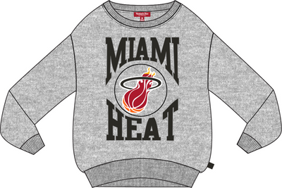 Mitchell & Ness Women's Miami Heat Grey Heather Logo Lightweight Crew Sweatshirt 3.0